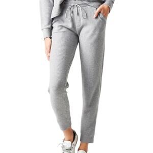 ATM Waffle Knit Pull On Lounge Pants Thermal Cuffed Ankle Hem Soft Cozy Gray XS
